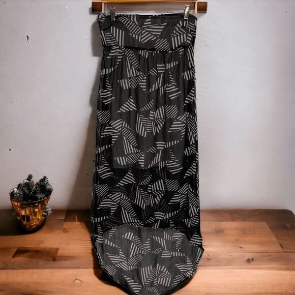 Volcom Women's size XS black Pink Sheer High low leaf print sundress - Picture 12 of 12